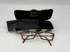 Be2103-3012 Burberry Glasses 2129 3317 Burgundy Beige Eye With Case And Cloth