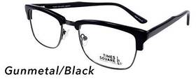 Calabria 645759258724 Times Square Liberty Unisex Panthos Eyeglasses Frame Black Gun Metal Silver 55mm
