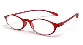 Calabria 795780195304 719 Unisex Oval Lightweight Flexie Reading Glasses In Red 3.00 46 Mm