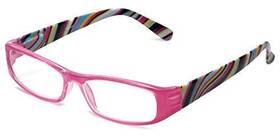 Calabria 795780347208 734 Reading Glasses With Wavy Striped Design&matching Case In Pink 2.00