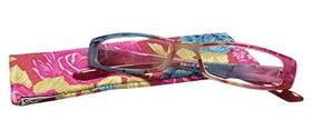 Calabria 795780464301 746 Tropical Hawaiian Print Reading Glasses With Matching Case In Pink 3