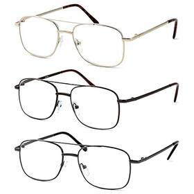 8151-brn-gld-gun-1.50-3pack Calabria 8151 Square Aviator Reading Glasses 1.50 Brown Gold Gun Metal 3pack