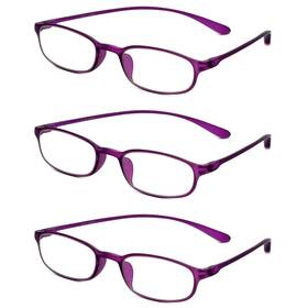 B0btk1xt1x Calabria 718 Flexie Oval Reading Glasses 5.00 Violet 3-pack Men/women Bendabl