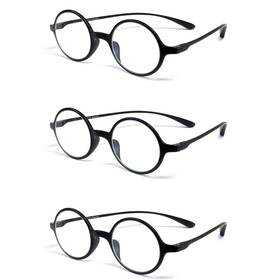 B0btkknvqm Calabria 721 Flexie Round Reading Glasses 3.00 Ebony 3-pack Men/women