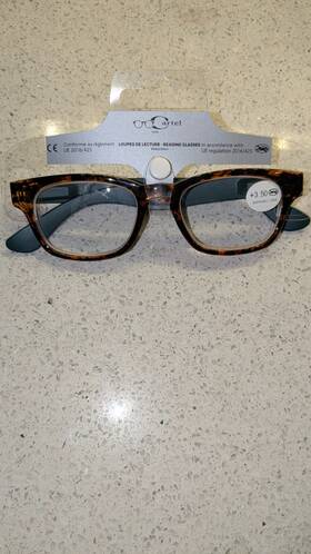 3895687 Cartel New-cartel Vitry Brown Rectangle Aspherical Lens Diopter 3.50 Reading Glasses