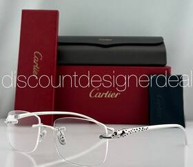 Ct0063o Cartier Panther Frameless Eyeglasses 001 Brushed Silver Metal Clear Len