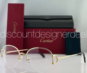 Ct0154o Cartier Oval Half Rim Eyeglasses 002 Gold Metal Frame Clear Demo Lens 54