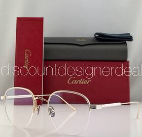 Cartier Ct0164o 002 Gold Silver Metal Round Men S Eyeglasses Frames 50mm New
