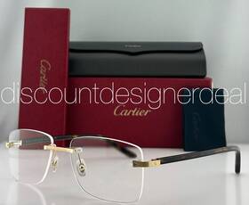 Ct0216oa Cartier Frameless Eyeglasses 003 Gold Havana Brown Clear Lens 57mm