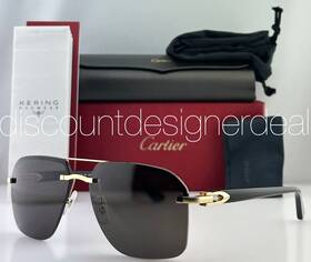 Ct0276s Cartier C Decor Frameless Sunglasses 001 Black Gold Dark Gray Lens 60mm