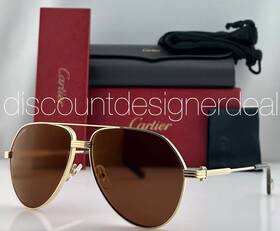 Ct0303s Cartier C Decor Aviator Sunglasses 002 Gold Metal Frame Brown Lens 61mm
