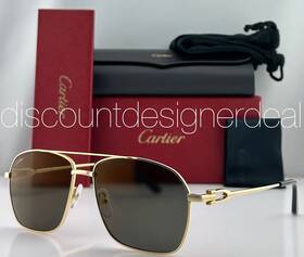 Ct0306s Cartier Square Sunglasses 003 Gold Metal Frame Gray Flash Lens 59mm
