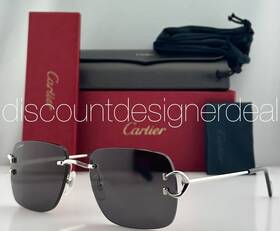 Ct0330s Cartier Square Frameless Sunglasses 004 Silver Metal Dark Gray Lens 59mm