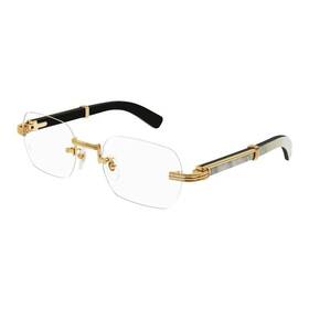 Ct0377o Cartier Rimless Eyeglasses 003 White Buffalo Horn Yellow Gold Clear Lens