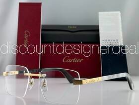 Ct0411o Cartier Eyeglasses Rimless 003 White Buffalo Horn Yellow Gold Clear Lens