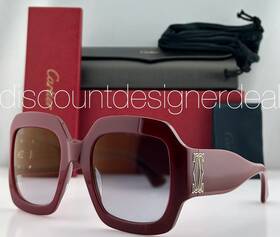 Ct0434s Cartier Square Sunglasses 004 Burgundy Frame Gray Gradient Flash Lens 54