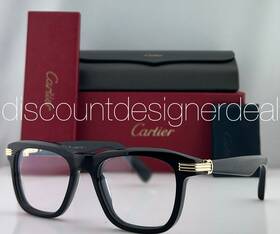 Ct0444o Cartier Square Eyeglasses 002 Gold Black Acetate Frame Clear Lens 52mm