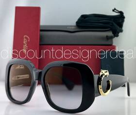 Ct0471s Cartier Square Sunglasses 001 Black Frame Gray Gradient Flash Lens 54mm