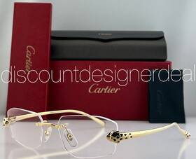 Ct0494o Cartier Panther Frameless Eyeglasses 001 Brushed Gold Metal Clear Len 55