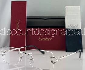 Ct0563o Cartier Eyeglasses C D Cor Frameless 002 Silver Metal Clear Demo Lens 56
