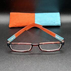 6649-061024-16 Case Icueyewear 73150102dw 1.50 Rectangular Reading Glasses Brown Aqua Orange And