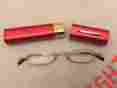 H512 Case-h512 Halston Reading Glasses-red Metal Storage 1.50 Gold Brown Frames