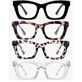 44-22-139 Ccvoo 4 Pack Reading Glasses 1.0 Blue Light Blocking Oversized Square Frames