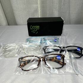 19-139 Ccvoo 51 1.5 Blue Light Filter Square Reading Glasses 4 Pack