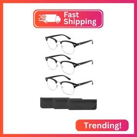 810l Ccvoo 3 Pack Reading Glasses Blue Light Blocking Retro Semi Rimless Readers For