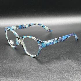 7212-072724-16.95 Chicos 1.50 Reading Glasses Blue Kaleidoscopic Flex Display