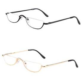 Klhj-003-2.5 Cocobean Half Reading Glasses - 2 Pairs Rim Metal Frame Black Gold 2.5 X