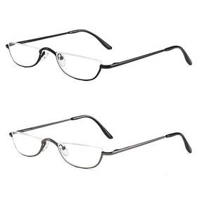 Klhj-03-2.5 Cocobean Half Reading Glasses - 2 Pairs Rim Metal Frame Black Gunmetal 2.5 X
