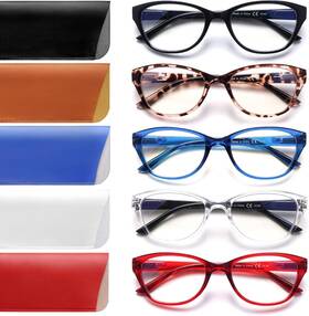 Cojwis 313051226252 5 Pack Reading Glasses For Women Blue Light Blocking Computer Readers Wit