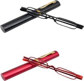 Covesato 744760018720 Mini Slim Pen Reading Glasses With Portable Clip Case Small Pocket Readers Men W