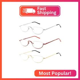 Jbk05 Covesato Half Moon Reading Glasses Metal Frame Readers For Women Men 3 Pai