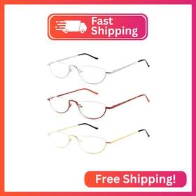 Jbk06 Covesato Half Moon Reading Glasses Metal Frame Readers For Women Men 3 Pai