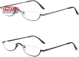 Jbk13 Covesato Half Frame Reading Glasses Metal Moon Readers For Women Men 2 Pairs 2.00