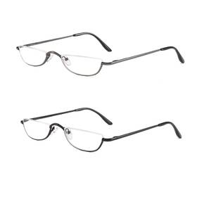 Jbk18 Covesato Half Frame Reading Glasses Metal Moon Readers For Women Men 2 Pairs 1.75