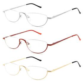 Jbk61 Covesato Half Moon Reading Glasses Metal Frame Readers For Women Men 3 P