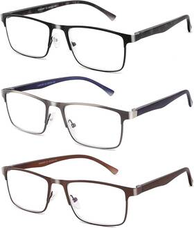 B093r3shn8 Crgatv 3-pack Reading Glasses For Men Blue Light Filtering Full Frame Metal Read
