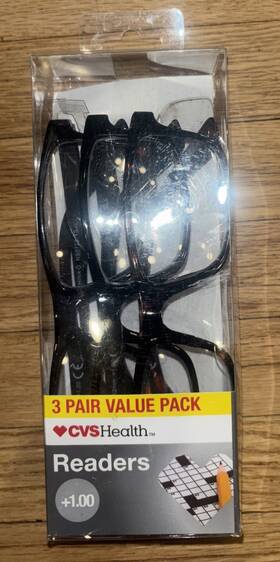 Cvs 050428650554 Brand New Readers 100 Magnifying Eyeglasses 3 Pair Value Pack
