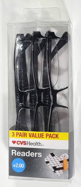 Cvs 050428650585 Health 3 Pair Value Pack 2.00 Mens Reading Glasses - Pete Model