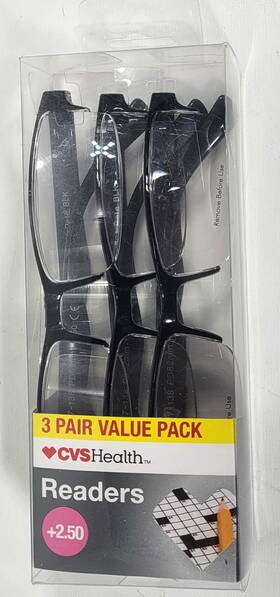 Cvs 050428651469 Health 3 Pair Value Pack 2.50 Mens Reading Glasses - Pete Model