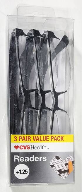 Cvs 050428653104 Health 3 Pair Value Pack 1.25 Mens Reading Glasses - Pete Model