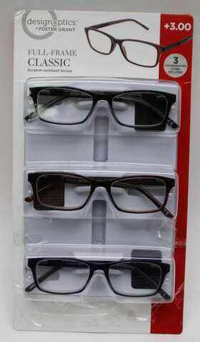 1057473 Design Optics Foster Grant 3-pack Full-frame Classic Reading Glasses 3.00