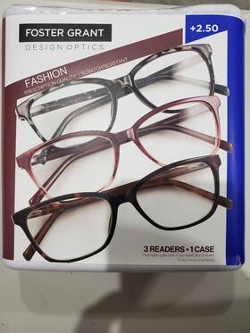 1575002 Design Optics By Fg Womens Full Frame Reading Glasses Plastic Square-3 Pk 2.50