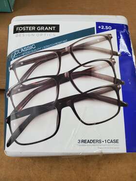 1618410 Design Optics Cole Classic Full Rim Rectangular Reading Glasses 3-pack 2.50
