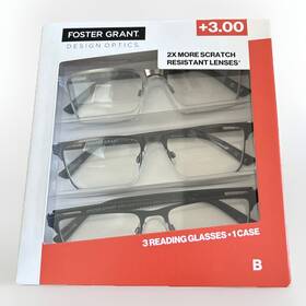 1908276 Design Optics By Foster Grant 668 Full Metal Square Reading Glasses 3 Pk 3.00