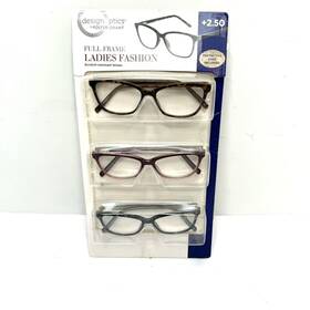Design Optics 193033298060 Full Frame Ladies Fashion Reading Glassess 2.5 3pk