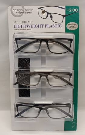 Design Optics 193033366028 By Foster Grant Full Frame Lightweight Plastic Lenses 2.00